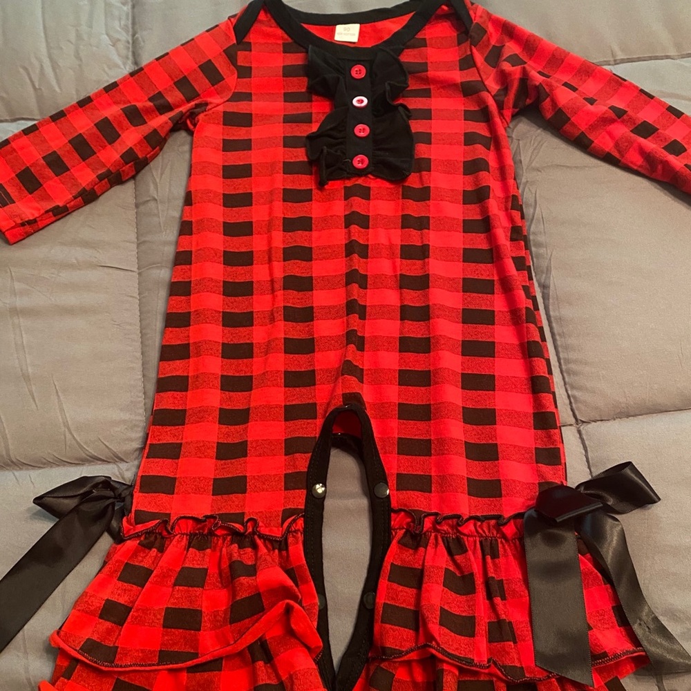 Baby girl ruffle Christmas Romper